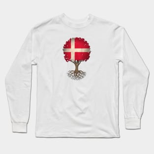 Tree of Life with Danish Flag Long Sleeve T-Shirt